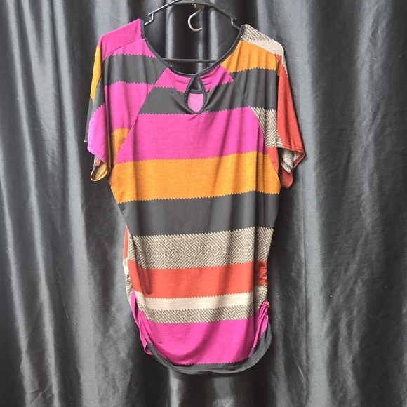 Lavish Vibrant Striped Short Sleeve Top - Picture 5 of 8